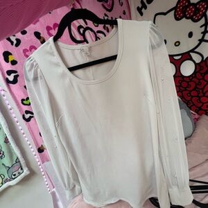 H&M Cream Blouse with Puff Sleeves